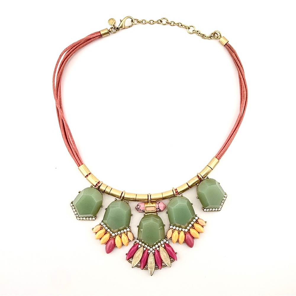 J. Crew Green and Pink Multi-Stone Necklace
